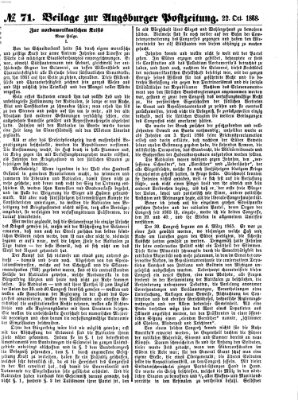 Augsburger Postzeitung. Beilage zur Augsburger Postzeitung (Augsburger Postzeitung) Donnerstag 22. Oktober 1868