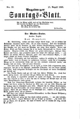 Augsburger Sonntagsblatt (Augsburger Postzeitung) Sonntag 15. August 1869