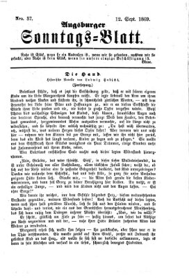 Augsburger Sonntagsblatt (Augsburger Postzeitung) Sonntag 12. September 1869