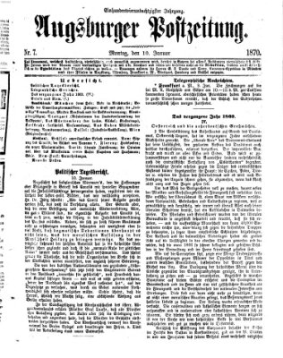 Augsburger Postzeitung Montag 10. Januar 1870