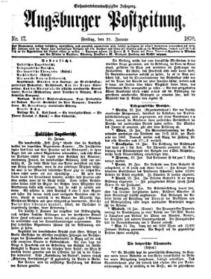 Augsburger Postzeitung Freitag 21. Januar 1870