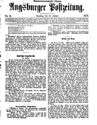 Augsburger Postzeitung Samstag 22. Januar 1870