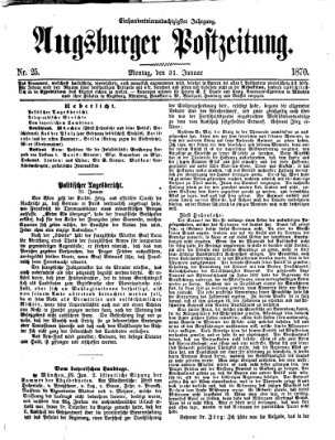 Augsburger Postzeitung Montag 31. Januar 1870