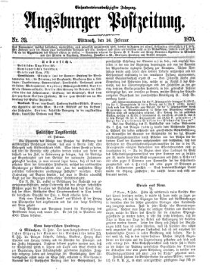 Augsburger Postzeitung Mittwoch 16. Februar 1870