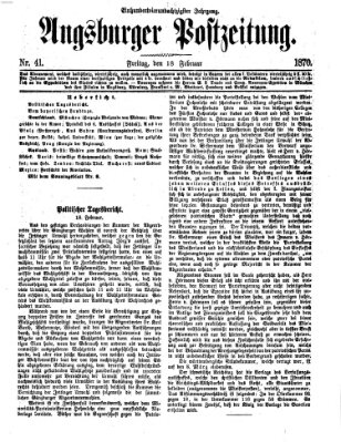 Augsburger Postzeitung Freitag 18. Februar 1870
