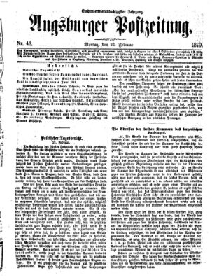 Augsburger Postzeitung Montag 21. Februar 1870