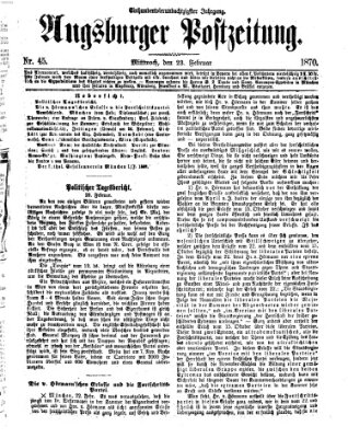 Augsburger Postzeitung Mittwoch 23. Februar 1870