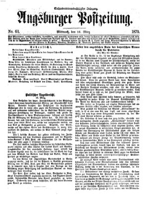 Augsburger Postzeitung Mittwoch 16. März 1870