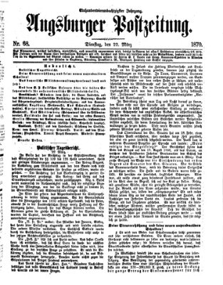 Augsburger Postzeitung Dienstag 22. März 1870