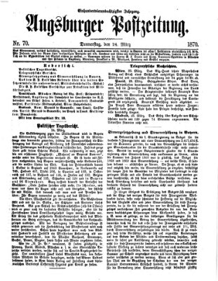 Augsburger Postzeitung Donnerstag 24. März 1870