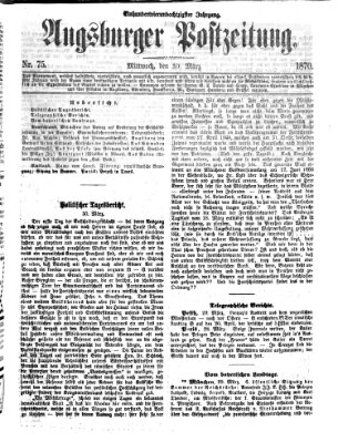 Augsburger Postzeitung Mittwoch 30. März 1870