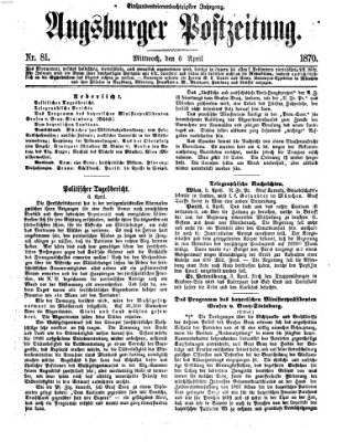 Augsburger Postzeitung Mittwoch 6. April 1870