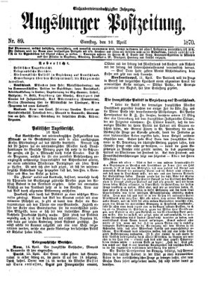 Augsburger Postzeitung Samstag 16. April 1870