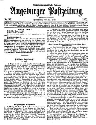 Augsburger Postzeitung Donnerstag 21. April 1870