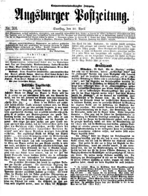 Augsburger Postzeitung Samstag 30. April 1870