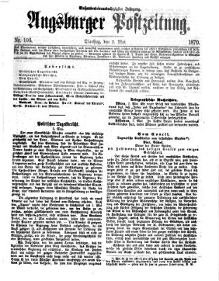 Augsburger Postzeitung Dienstag 3. Mai 1870