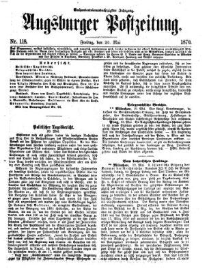 Augsburger Postzeitung Freitag 20. Mai 1870