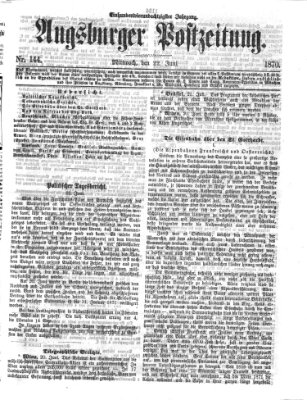 Augsburger Postzeitung Mittwoch 22. Juni 1870