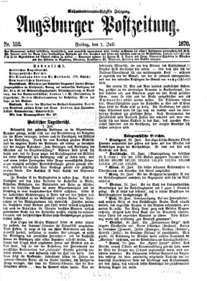 Augsburger Postzeitung Freitag 1. Juli 1870