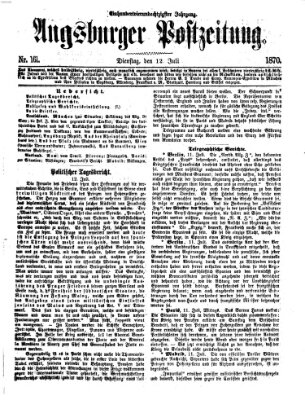 Augsburger Postzeitung Dienstag 12. Juli 1870