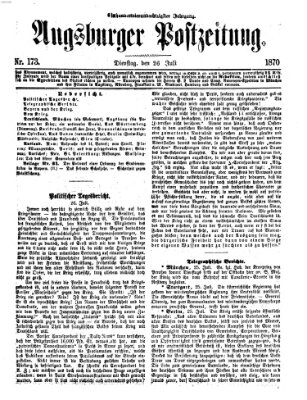 Augsburger Postzeitung Dienstag 26. Juli 1870