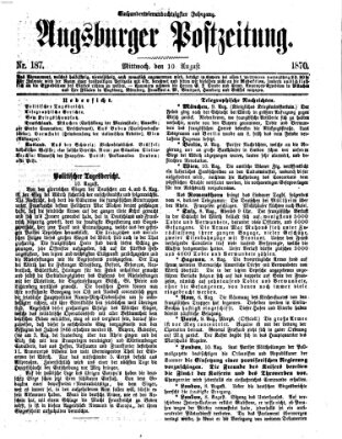 Augsburger Postzeitung Mittwoch 10. August 1870