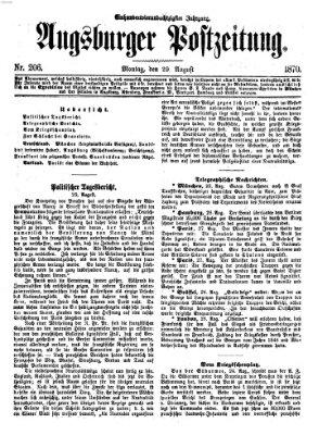 Augsburger Postzeitung Montag 29. August 1870