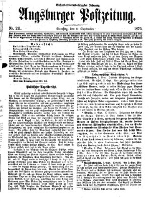 Augsburger Postzeitung Samstag 3. September 1870