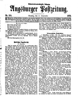 Augsburger Postzeitung Samstag 10. September 1870