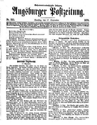 Augsburger Postzeitung Samstag 17. September 1870