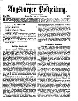 Augsburger Postzeitung Donnerstag 22. September 1870