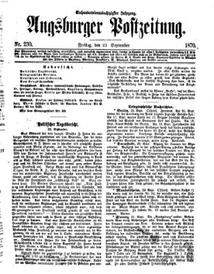 Augsburger Postzeitung Freitag 23. September 1870