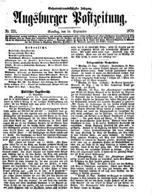 Augsburger Postzeitung Samstag 24. September 1870