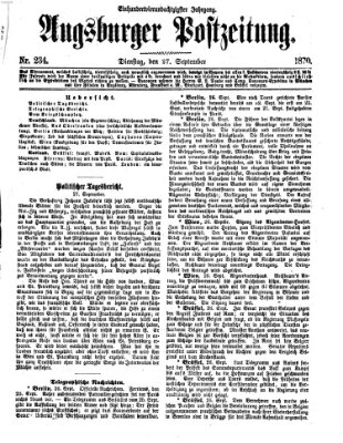 Augsburger Postzeitung Dienstag 27. September 1870