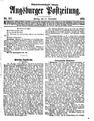 Augsburger Postzeitung Freitag 30. September 1870