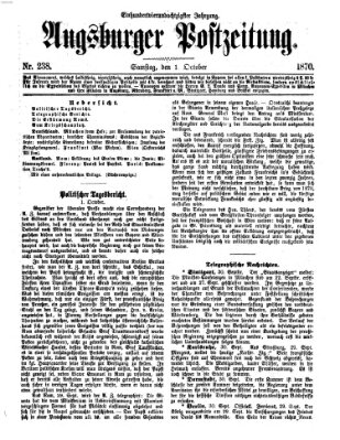 Augsburger Postzeitung Samstag 1. Oktober 1870