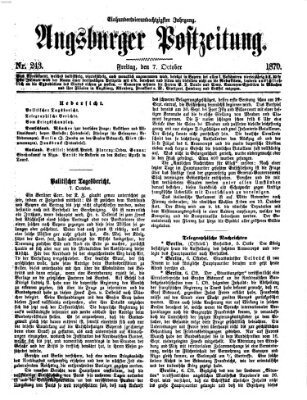 Augsburger Postzeitung Freitag 7. Oktober 1870