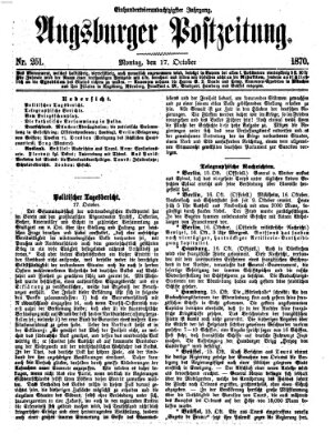 Augsburger Postzeitung Montag 17. Oktober 1870