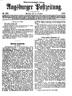 Augsburger Postzeitung Montag 24. Oktober 1870