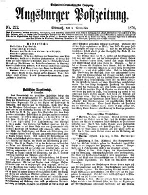 Augsburger Postzeitung Mittwoch 9. November 1870