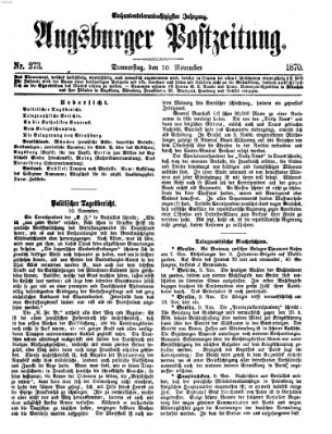 Augsburger Postzeitung Donnerstag 10. November 1870