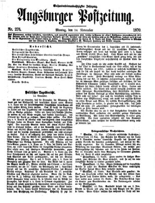 Augsburger Postzeitung Montag 14. November 1870