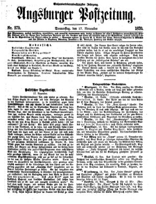 Augsburger Postzeitung Donnerstag 17. November 1870