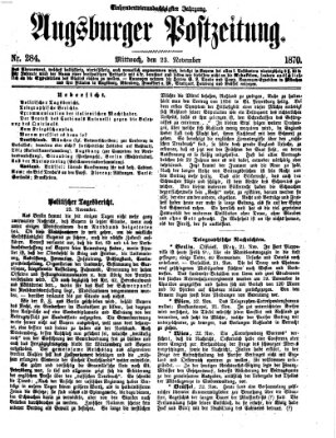 Augsburger Postzeitung Mittwoch 23. November 1870