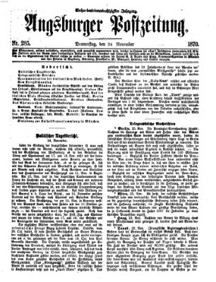 Augsburger Postzeitung Donnerstag 24. November 1870