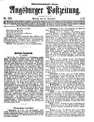 Augsburger Postzeitung Montag 28. November 1870