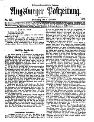 Augsburger Postzeitung Donnerstag 1. Dezember 1870