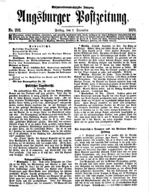 Augsburger Postzeitung Freitag 2. Dezember 1870