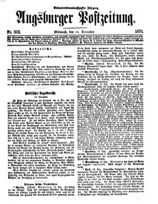 Augsburger Postzeitung Mittwoch 14. Dezember 1870