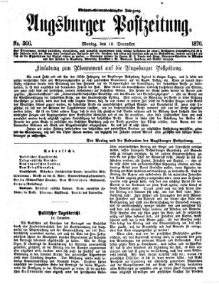 Augsburger Postzeitung Montag 19. Dezember 1870